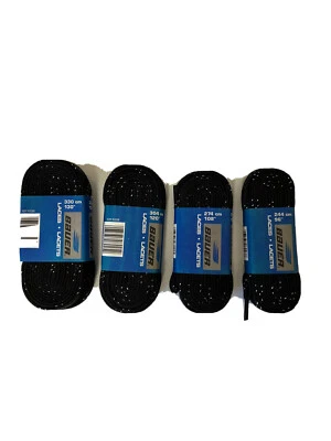 Bauer Hockey Skate Laces Black/silver Unwaxed
