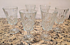 Set 6 Footed Glasses Wine Goblets Diamond & Fan Clear Libbey Cambridge Style