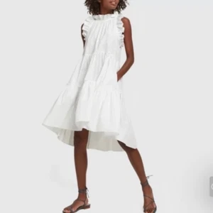 Vestido midi Ulla Johnson blanco con volantes sin mangas talla 4 blanco vestido de verano - Imagen 1 de 11
