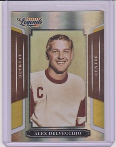 2008 DONRUSS LEGENDS ALEX DELVECCHIO MIRROR GOLD CARD #84 ~ /25 ~ DETROIT HOCKEY
