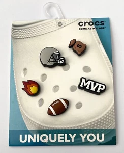 Crocs Uniquely You Football Star MVP Money Bag Fire Helmet Jibbitz Charms 5 Pack - Picture 1 of 2