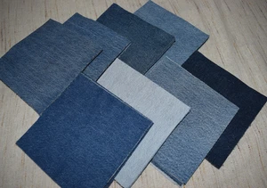 Lot of 80 Blue Denim Jean Squares 6.5 inch Quilting Sewing Crafts 100% Cotton - Picture 1 of 7