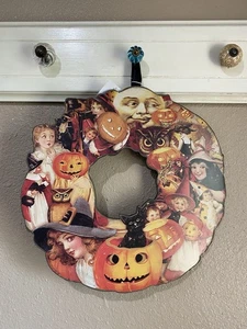 Corona spettri strega gatto nero zucca Halloween commercio vittoriano ispirazione vintage - Foto 1 di 12