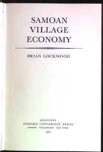 Samoan Village Economy Lockwood, Brian: - Bild 1 von 1