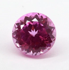 Piedra preciosa suelta de corte redondo de zafiro rosa natural de Ceilán de 6,80 quilates certificada - Imagen 1 de 7