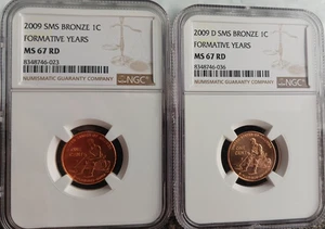 2009 P & D FORMATIVE YEARS (x2) NGC MS67 RD SMS LINCOLN COPPER BRONZE CENT 23/36 - Picture 1 of 10