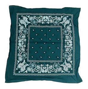 VINTAGE KAISER COLLECTION GREEN COTTON 25" SQAURE BANDANA SCARF - Picture 1 of 2