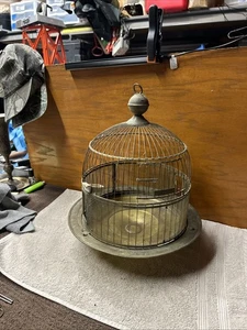 Vintage Hendryx Brass Bird Cage – Made in USA – Hanging Dome Style As Found - Picture 1 of 8