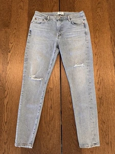 AGOLDE Mid Rise Sophie Ripped Skinny Ankle Jeans Women’s Sz 30 Blue Light Wash - Picture 1 of 11
