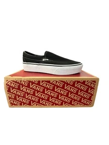 Vans Classic Slip-On Adult Sneakers Black/White 6.5 M/8 W Gently USED in Box - Picture 1 of 5
