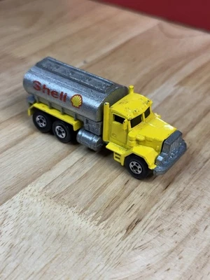 Camión cisterna de colección 1979 Malasia Mattel Hot Wheels Workhorses amarillo Peterbilt Shell Foto 1 de 3