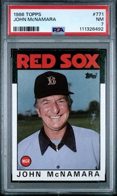 1986 Topps John McNamara #771 PSA 7 Near Mint Boston Red Sox  - Image 1 of 2