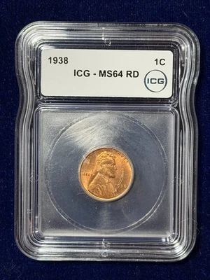 1938 Lincoln Wheat cent ICG MS64 Red - Image 1 of 2