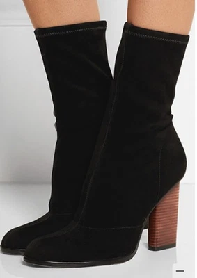 Alexander Wang Gia Mid Calf Boot Black Suede Stretch Pull On 38.5 / 7.5 M VGC - Image 1 of 4