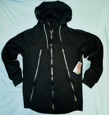 Sudadera con capucha negra XL Galaxy Harvic Tech polar cremallera completa calce ajustado negra nueva con etiquetas Foto 1 de 4