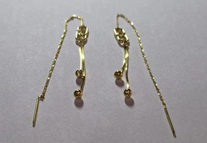 18K Solid Gold Threader Earrings - 1.74 Grams - Picture 1 of 5