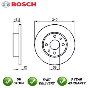 Disco de freno delantero Bosch compatible con Fiat Panda 1991-2003 Uno 1983-2006 Fiorino 1988-2001 - Imagen 1 de 4