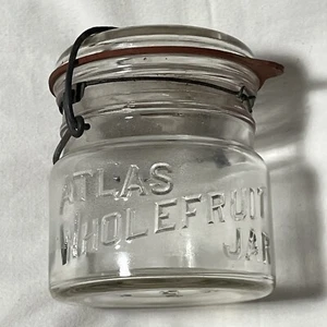 Vintage 1pt Clear (Atlas Whole Fruit), Wide Mouth, Bail Mason Jar, Item # A-5212 - Picture 1 of 3