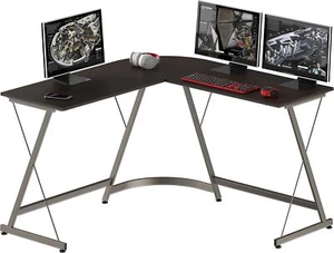 L-Shaped Corner Gaming Desk Computer Workstation Screen Riser Espresso - Picture 1 of 7