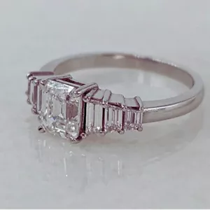 Emerald Anniversary Ring 1.75 Ct IGI GIA HRD Lab Grown Diamond 18k White Gold - Picture 1 of 17