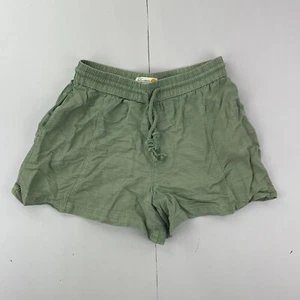 C&C CALIFORNIA Shorts Large Green Womens Elastic Waist Linen Blend - Picture 1 of 10