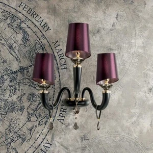 Applique in cristallo da parete classico nero opaco 3 luci cic-351 - Picture 1 of 2