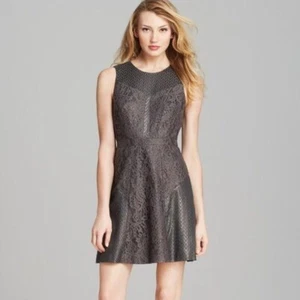 $398 ALI RO Gray Lace Metallic Mix Media Fit & Flare Cocktail Dress ~ 6,6 M3020 - Picture 1 of 8
