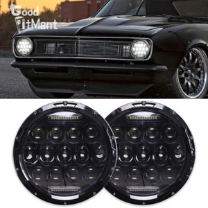 Pair 7" inch LED Headlight DRL Hi/lo Beam Round For Chevrolet Camaro 1967-1981 - Picture 1 of 15