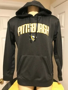 Men's Pittsburgh Penguins NHL Hooded Sweatshirt Embroidered Medium Black - Picture 1 of 11