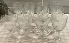 ANTIQUE 12 STANDARD GLASS Pattern Grape Clear pressed glass  goblets/Rayed Base.