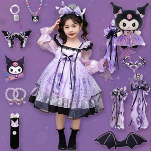 Girls Kuromi Lolita Princess Dress Birthday Clothings Children Skirt Suitset - Picture 1 of 33