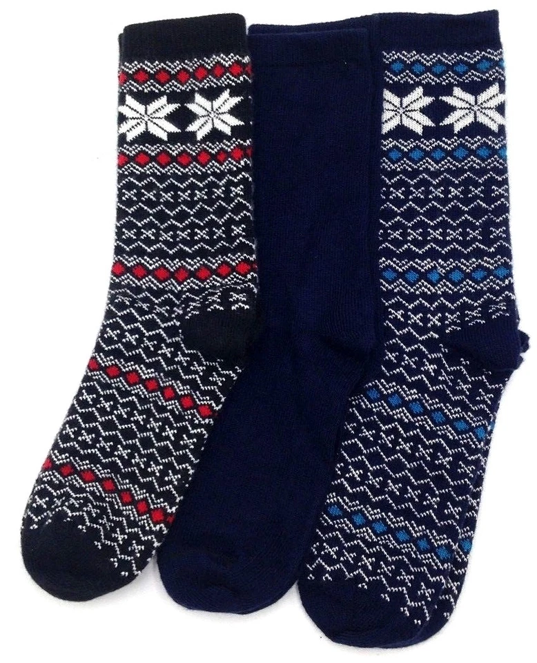 $40 Bloomingdale'S New Men'S 3 Pair Pack Crew Socks Blue Black Shoe Size 6-12 - Image 1 of 1