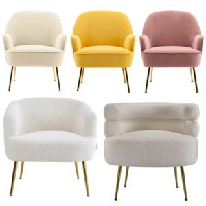 Modern Upholstered Single Sofa Armchair Wing Back Accent Lounge Chair Gold Legs - Picture 1 of 38