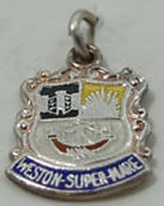 Argento Sterling Vintage Crest Ciondolo Smalto Weston Wsm - Picture 1 of 1