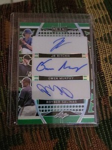 2022 Leaf Metal Triple Auto JR Ritchie Owen Murphy Royber Salinas Green 3/4