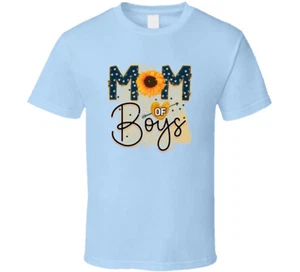 Mom Of Boys Tshirt Cute Mother's Day Tee For Mom Flower Unisex Parent T-Shirt - Picture 1 of 6
