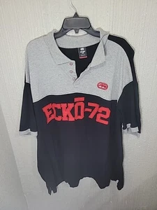 Ecko Unltd. black gray red embroidered casual short sleeve polo shirt mens 4XB - Picture 1 of 5