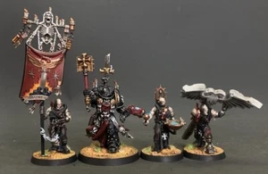 Warhammer 40K Black Templars Chaplain Grimaldus & Retinue Painted Miniature mode - Picture 1 of 17