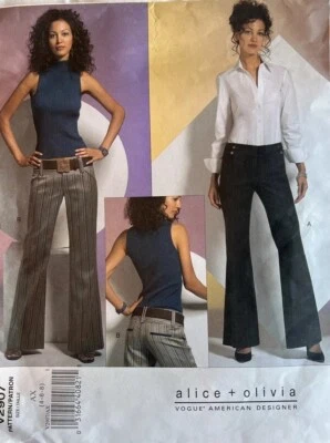 2907 Vogue Pattern V2907 ALICE + OLIVIA Pants 2006 Low Rider Y2K  Sizes 4-6-8 - Image 1 of 2
