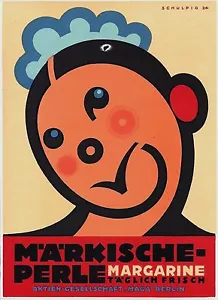 Original Vintage Posterdruck PERLE MARGARINE 1924 Schulpig - Bild 1 von 1