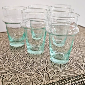 Moroccan Clear Glass Tea Juice Drinking Glasses - Set of 6 - Fast Free PP - Picture 1 of 3