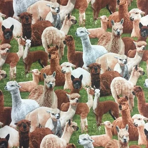 Elizabeths Studio - Farm Animals - Alpacas - Green - 445E-GRN, Fabric BTY - Picture 1 of 2
