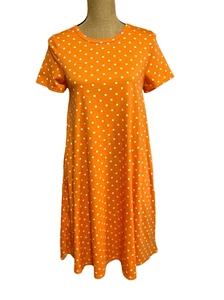 LulaRoe Jessie Swing Dress Size XS Orange Polka Dot Side Pockets New Comfort - Picture 1 of 10