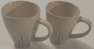 Set of 2 PIER 1 Santuary Starburst Cream Brown Stoneware Vintage Coffee Mug Cups - Picture 1 of 4