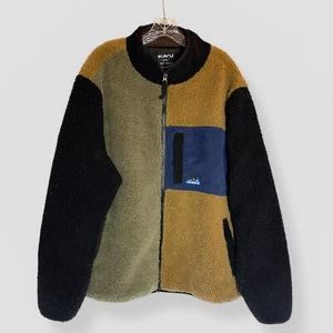 Giacca Kavu Wayside Sherpa Fleece Taglia Media Full Zip Multicolore Toppa Gomito - Foto 1 di 10