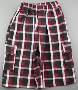 Boy's Niko Sportswear Cargo Shorts Pull On Plaid Black Red Sz 2XL / 14 (26x9) - Picture 1 of 6