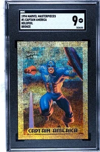 1994 MARVEL MASTERPIECES BRONZE HOLOFOIL INSERT CHASE CARD #1 CAPTAIN AMERICA 9 - Picture 1 of 2