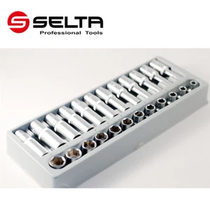 Selta Taiwan 8-19mm 24pc 1/2" Dr. Cr-V Flank 6pt Reg. & Deep Socket Set in Tray - Picture 1 of 6