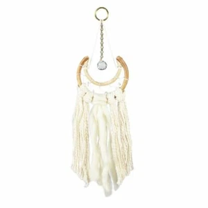 Little Crescent Moon Dreamcatcher Wool Cotton Genuine Crystal Prism Star - Picture 1 of 1