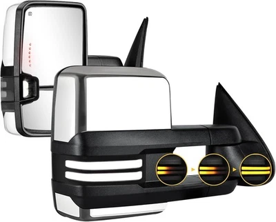 Chrome Towing Mirrors Switchback Signals for 03-06 Chevy Silverado Sierra 2500HD - Image 1 of 4